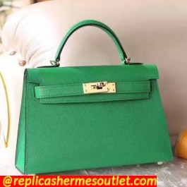Replica Hermes Kelly Mini II Sellier Handmade Bag In Blue Iris