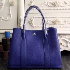 Hermes Small Garden Party 30cm Tote In Electric Blue Leather
