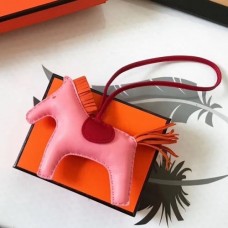 Hermes Rodeo Horse Bags Charm In Pink/Red/Orange Leather