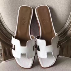 Hermes Oran Sandals In White Epsom Leather