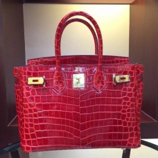 Hermes Birkin 30cm 35cm Bags In Red Crocodile Leather