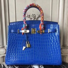 Hermes Birkin 30cm 35cm Bags In Blue Electric Crocodile Leather