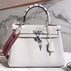 Hermes White Kelly 28cm Bags With Zigzag Handle
