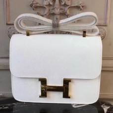 Hermes White Constance MM 24cm Epsom Leather Bags