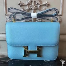 Hermes Blue Atoll Constance MM 24cm Epsom Leather Bags