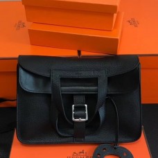 Hermes Halzan Bags In Black Clemence Leather