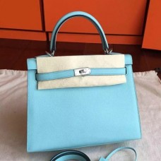 Hermes Blue Atoll Epsom Kelly 25cm Sellier Handmade Bags
