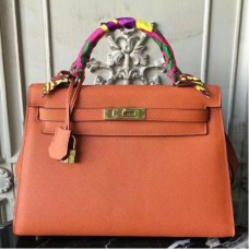 Hermes Orange Epsom Kelly 32cm Sellier Bags