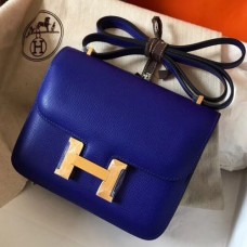 Hermes Mini Constance 18cm Epsom Blue Electric Bags