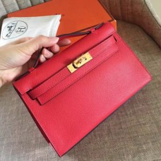Hermes Red Epsom Kelly Pochette Handmade Bags