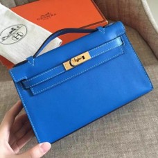 Hermes Blue Izmir Swift Kelly Pochette Handmade Bags