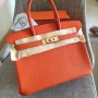Hermes Orange Clemence Birkin 30cm Handmade Bags