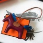 Hermes Rodeo Horse Bags Charm In Purple/Camarel/Blue Leather