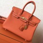 Hermes Orange Clemence Birkin 25cm Handmade Bags