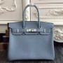 Hermes Birkin 30cm 35cm Bags In Blue Lin Clemence Leather