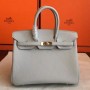 Hermes Pearl Grey Clemence Birkin 30cm Handmade Bags