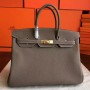 Hermes Etoupe Clemence Birkin 40cm Handmade Bags